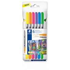 ESTUCHE CARTÓN CON 6 ROTULADORES DOBLE PUNTA COLORES NEÓN STAEDTLER 3200 C6F (Espera 4 dias)